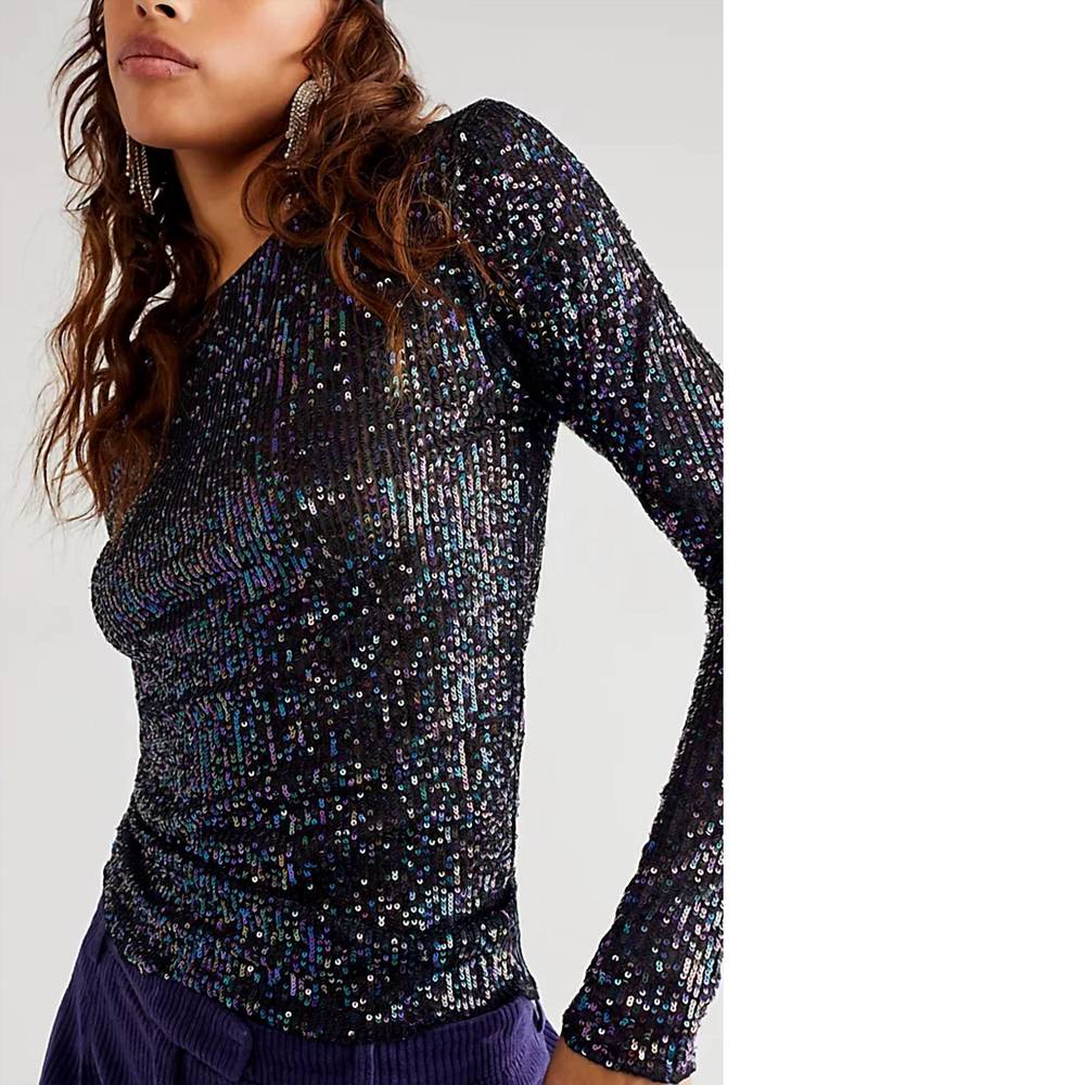 Free People Iridescent Sequin Blouse